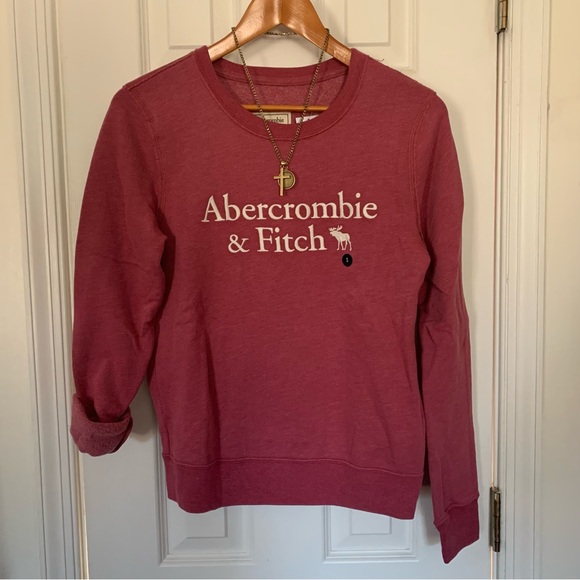 A&F Raspberry Logo Pullover Sweatshirt - Picture 1 of 6